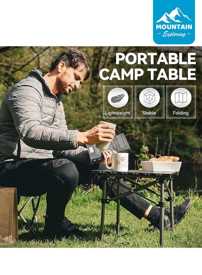 استكشاف الجبال طاولة فناء قابلة للطي وطاولة سفر، طاولة خارجية محمولة، مناسبة للاستخدام الخارجي، الشرفات، التخييم، وتناول الطعام في الحديقة، المقاس 53×51×50 سم - Image 2